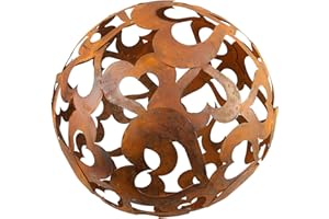 BORNHÖFT Sfera con cuori, 40 cm, decorazione da giardino, resistente alle intemperie, ruggine, sfera a forma di cuore, decorazione da giardino, arrugginita