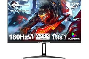 Minifire Écran PC Gamer 27 Pouces, 180Hz, IPS, 1ms, WQHD 2560 X 1440, 120% sRGB, AMD FreeSync, Inclinaison Réglable, Prend en Charge HDMI2.0/DP1.2, Compatible avec Mural VESA75*75MM- MFG27F4Q