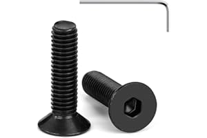 Tunejoy Viti a Testa Svasata M5 x 20 mm Nero Vite a Brugola Bulloni in Acciaio Inox A2 V2A Viti a Testa Piatta Norma DIN 7991 con Chiavi a Esagono Filettatura Completa 20 pezzi