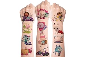 DEEN Tattoo Kinder,Niedlich Gabby Temporäre Tattoos Set,120+Hautfreundlich Mädchen Kindertattoos Aufkleber,Cartoon Anime Kinder Tattoos für Jungen Mädchen Party Kindergeburtstag Mitgebsel Gastgeschenke