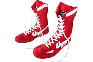 Alexchemia Unisex Boxschuhe,Professionelle High-Top-Boxtrainingsschuhe,Kniebeugenschuhe,Ringerschuhe,Jugend Thai Taekwondo Boxen Trainingsschuhe,Kampfsportschuhe Atmungsaktiv,Schnürdesign(35-46EU)