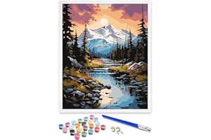 ifymei Peinture par numéros pour adultes, kit d'art avec pinceaux et pigments acryliques, 40,6 x 50,8 cm, paysage de montagne, dessin, peinture [sans cadre]