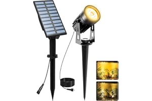 T-SUNUS Spot Solaire Extérieur, Lumière Solaire Extérieure Puissante étanche IP65 Lampe Solaire Exterieur Jardin Auto ON/Off pour Jardin Allée Chemin Eclairage Exterieur Solaire 3000K