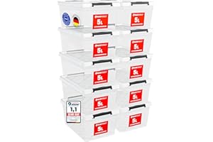 ATHLON TOOLS 10x 5L Aufbewahrungsboxen mit Deckel klein – 100% Neumaterial - transparent - BPA Frei – stapelbare Behälter – graue Verschlussclips – nahezu Luftdicht - Organizer