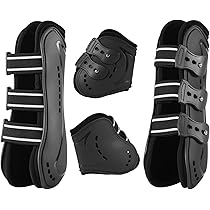 Nikou - Stivali Protettivi Per Cavallo In PU Imbottiti, Antiscivolo E Facili Da Mettere, Taglia M Nero - Foto 3