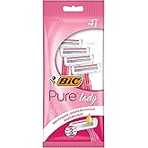 BIC Pure Lady Kadın Tıraş Bı&ccedil;ağı 4'l&uuml; Poşet (3 Bı&ccedil;ak), Aloe Vera ile Zenginleştirilmiş Kayganlaştırıcı Jel Şerit