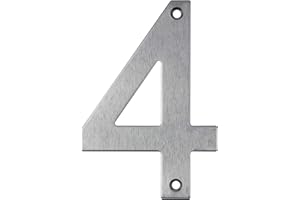 IBOO Edelstahl-Hausnummer zum Anschrauben, schwebende Optik, Design-Hausnummer (Nummer 4)