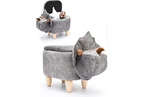 DuneDesign Dinosaur Toy Stool with Storage - 70x40x50 Animal Chair for Kids Foot Rest Bedroom Stool