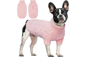 Hjumarayan Jersey para Perros Medianos - Suéter Simple y Elegante, Ropa de Invierno, Térmico de Punto Polar, Rosa L
