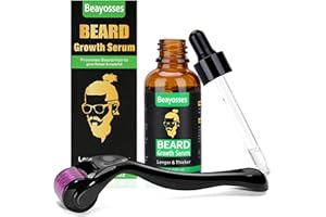 Beayosses Bartwachstum-Set,Dermaroller für Bartwachstum,Bartroller für Haarwachstum für Männer, Bartöl-Serum,stimuliert Bart,Schnurrbart und Haarwachstum,Geschenke für Männer Vater
