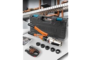 AMZCNC Profi Presszange (hydraulisch) Presswerkzeug M-Kontur 12-15-18-22-28 Set Presswerkzeug HPZ mit 360° drehbarem Kopf,für Kupferrohr, Edelstahlrohr, Edelstahlrohr, Backeneinsätze M