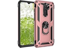 KOUYI Funda para Xiaomi Redmi Note 8 Pro, Armor Carcasa con 360 Anillo iman Soporte Hard PC y Silicona TPU Bumper antigolpes Fundas Carcasas Case para Xiaomi Redmi Note 8 Pro (Oro Rosa)
