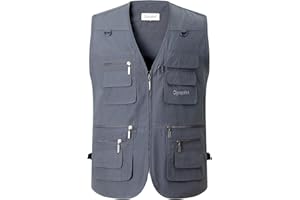 Luckyone Herren Sommer Outdoor Weste Hundeweste mit Vielen Taschen Multifunktionsweste Für Jagd Angeln Camping Ärmellos Jacke Fotografie Wandern Weste