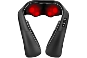 ELEHOT-STORE Massaggiatore Cervicale e da Schiena Collo Piedi Massaggiatore Shiatsu 4D Tre Velocità Terapia Riscaldamento Cambio Direzione (Nero, PU-Leder)