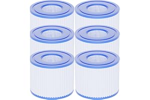AQUALTRA Filtro Vi para Piscina, Compatible con a Lay-Z SPA 90352E 58323E 58323 58324 90427E Filtro de Bañera de Hidromasaje 107 x 79 MM 6 Piezas