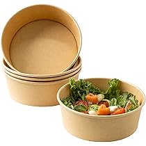 Ciotole Insalata In Carta Kraft Con Coperchio - 500 Ml, Monouso Ecologiche Per Poke Bowl E Asporto