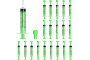 LUCKNIGHT Jeringas 5ml, 20 Piezas Jeringuilla, Jeringas de Reutilizables, Jeringa de Plástico, Envasado Individualmente para Medir Líquidos, Laboratorios Científicos, Riego de Plantas Sin Aguja (Verde)