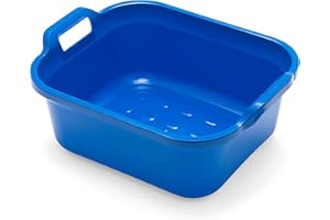 Addis Rectangular Plastic Washing Up Bowl with Handles in Cobalt Blue, 39 x 32 x 14 cm