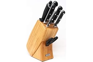 Arcos Serie Clasica - Juego de Cuchillos de 7 piezas en Caja de Regalo (5 Cuchillos + 1 Tijeras + 1 Chaira) - Hoja de Acero Inoxidable Forjado NITRUM - Mango de Polioximetileno (POM) - Color marrón