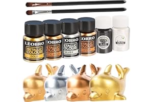 LEOBRO Metallic Epoxidharz Farbe, 6er×10G Mica Pulver mit 2 Pcs Pinsel, Metallic Mica Powder Pigment, Epoxy Resin Farbe für Epoxidharz, Seife, Gießharz, Kerze, Resin Art, DIY