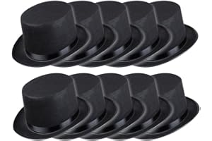 Schramm® 10 Stück Zylinder Hut mit Satinband Schwarz für Erwachsene Chapeau Zylinderhut 10er Pack