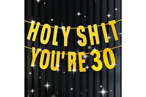 COLANANA Happy 30th Birthday Banner,30th Birthday Banners,Gold Glitter Banner Birthdays Party Decor,Gold Sign Funny Party Supplies You're 30 Birthdays Banners Decorations for Women Men
