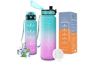 Vikaster Borraccia Sportiva, Borraccia 1.5 litro, Senza BPA & Prova di Perdite, Bottiglia Acqua Bambini, Scuola, Bici, Palestra, Yoga, Ufficio
