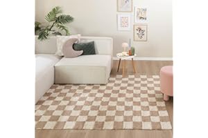 ‎FRAAI | HOME & LIVING FRAAI | Home & Living Retro Teppich - Gambit Beige Weiß - Blöcke - Wohnzimmer, Schlafzimmer - Fellteppich - Carpet