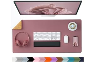 Aothia Podkładka na biurko, przyjazny dla środowiska, naturalny korek i sztuczna skóra, dwustronna podkładka pod mysz, 80 x 40 cm, wodoodporna, skóra PU, ochrona na biurko, do biura/gier domowych (fioletowa)