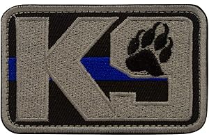 Cobra Tactical Solutions K9 Thin Blue Line Chien Police Dog Ecusson Brodé Patch Tactique Moral Militaire Applique Emblème Insignes Fastener à Crochet et Boucle Airsoft Paintball Cosplay