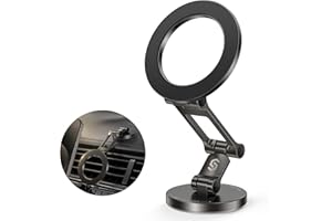 SYNCWIRE Hold Series Car Holder, Supporto per Telefono Magnetico, [Tre assi flessibili] Rotazione a 360°, Metallo Magneti Potenti,Cruscotto Super Stabile per iPhone 16 Pro Max 15 14 e Tutti i Telefoni