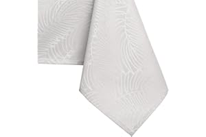 ‎AMELIAHOME AmeliaHome Tischdecke oval 140x240 cm Tischtuch Tafeldecke Fleckschutz Lotuseffekt Abwaschbar Wasserabweisend Ornament Ecru Gaia