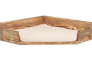 NOVECRAFTO Mensola angolare per gatti a parete con letto, Mobili da parete in legno per gatti, Amaca per animali domestici, Ripiani per gatti interni a parete, Mobili da parete per gatti