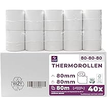 Thermische rollen 80 mm x 80 m x 12 mm kassarollen ontvangstrollen voor kassa met bonprinter thermisch papier BPA-vrij (groot 80 x 80 x 12-80 meter