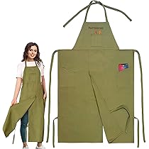 Milageto Grembiule in ceramica con gambe divise per donna, con tasche, semplice grembiule in ceramica e argilla per artigianato, artisti, lavori artistici, Orangina
