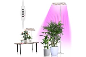 PASONOMI Lámpara de cultivo con soporte, luz para plantas de espectro completo con altura ajustable de 70 a 180 cm y 3 modos de iluminación, temporizador automático de 3/9/12 horas (126 Led)