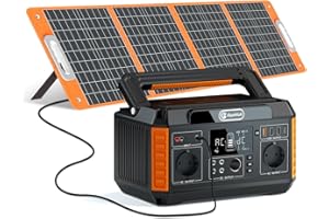 FF FlashFish 560W Generateur Electrique Portable avec Panneau Solaire 100 W,Station Electrique 520Wh,Batterie Solaire 5 Sorties CC et 4 USB, Alimentation de Secours pour VR,Extérieur, Domestique
