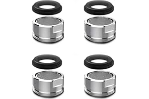 EXQUIMA 4 PCS Tap Filter, Stainless Steel Faucet Aerator with Brushed Finish, 24MM M24x1 Thread, Easy to Install, Saves Water & Reduces Noise