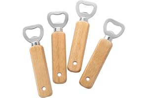 UNCLE PAUL Abridores de botellas de madera grabables, 4 abridores de botellas de cerveza de mano para bebidas Bar de sidra Gadgets para el hogar