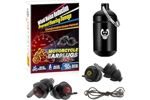 NAIICUTE Bouchons d'oreilles Anti Bruit Moto 2 paires, la réduction du bruit du vent, le trafic reste audible, Protections auditives pour Moto Sports, Tourisme, Course, Motard - 25dB Réutilisables boule quies