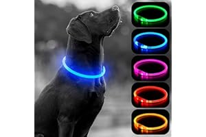 EVABRIS® Collar Luminoso Perro Recargable por USB, Resistente al Agua, Collar Perro Grande Pequeño y Mediano, 3 Modos de Luz, Tamaño Ajustable para Cada Mascota (Azul)
