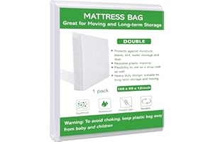 Dntorx Double Size Mattress Bag for Moving and Storage, Waterproof Plastic Mattress Protector 2.76 Mil Heavy Duty Mattress Cover for Moving Double Size – 255 X 150 X 30cm