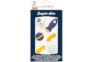 ScrapCooking - Décosucres Espace - Décorations pour Pâtisseries, Desserts, Gâteaux, Biscuits, Cupcakes, Anniversaires – Vaisseau Spatial Astronaute Étoile - Cake Design - 6985