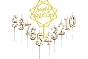 GOTRUST 10 Stück Nummer 0-9 Geburtstag Ziffer Kuchen Kerzen + 1 Stück Brief Alles Gute zum Geburtstag Glitter Cake Topper Dekoration Kuchen Nummer Digitale Kerzen für Hochzeit (Champagner)