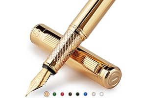 ‎SCRIVEINER Scriveiner Füllfederhalter Gold Füller Edel mit 24 Karat Gold-Finish, Schmidt 18 Karat vergoldete Feder (mittel), Bestes Geschenk für Herren und Damen, Manager, Führungskräfte