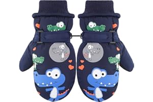 QKURT Guantes de esquí para niños, Invierno a Prueba de Viento para Nieve Mitones aislantes del Calor niñas niños Clima frío Durante 2~15 años niños Ciclismo Snowboard Correr