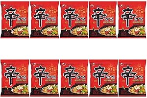 BOWLTIFUL Nong Shim Shin Ramyun Korean Spicy Ramen Noodles (Pack of 10) Halal