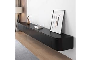 SZKTHD Mueble De TV Flotante Mueble De TV De Pared para Sala De Estar Mueble De TV Suspendido con Cajones Consola Multimedia para TV(Negro,200CM/78.7IN)