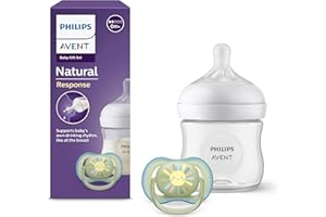 Philips AVENT Natural Response Geschenkset für Babys, Natural Response Babyfläschchen 125ml mit Saugergröße 2 (ab Geburt), ultra air Schnuller, Modell SCD837/10