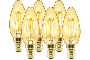 LVWIT 4W Ampoules Bougie à Filament LED E14, Equivalente à Ampoule halogène 35W, 410Lm Couleur 2500K Blanc Chaud, Ampoule Rétro vintage, Non-Dimmable, Lot de 6